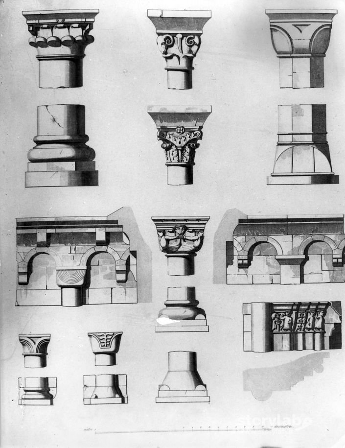 Disegno dei capitelli della Rotonda di San Tomè di Almenno San Bartolomeo