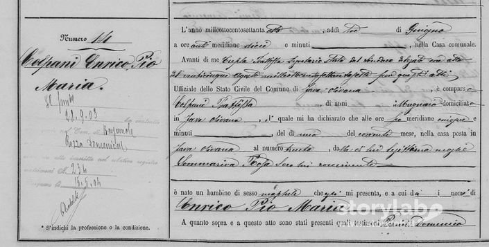 Dichiarazione Di Nascita Di Mio Nonno - 1878