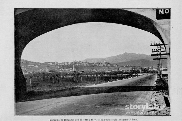 Bergamo Alta: panorama dall'autostrada  Bg-Mi 1930/31