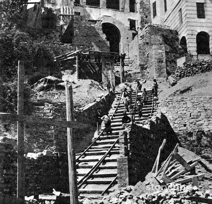 Il Cantiere Della Prima Funicolare Di Bergamo 1887