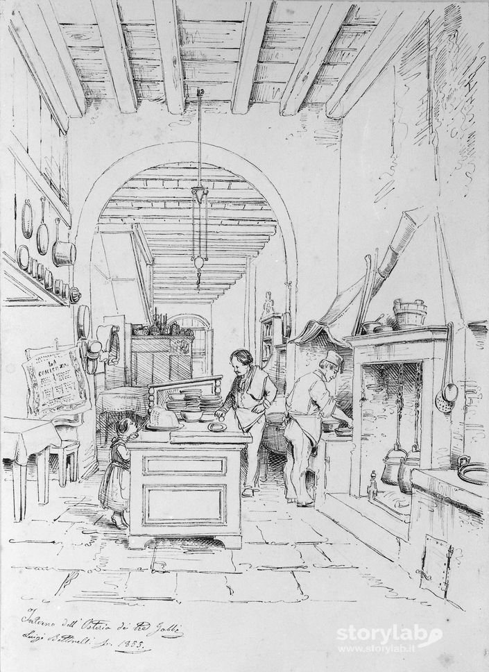 Disegno “Interno Dell'Osteria Dei Tre Gobbi – Luigi Bettinelli 1855”
